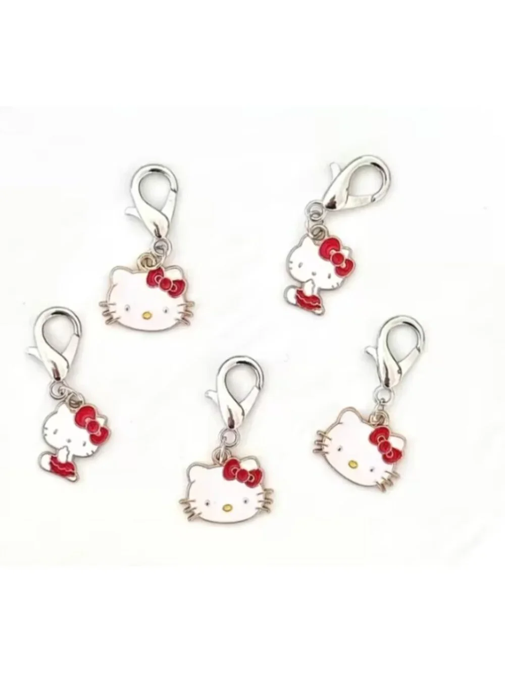 Hello Kitty Red Bow Shoe Charms 5pc Set – Sneaker Lace Pendant Decorations